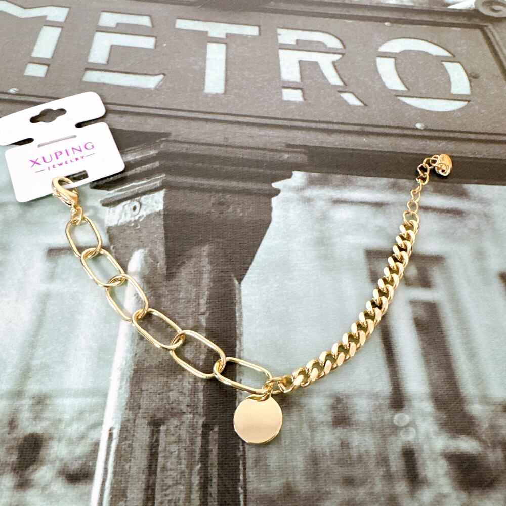 Mixed Link Gold Chain Bracelet